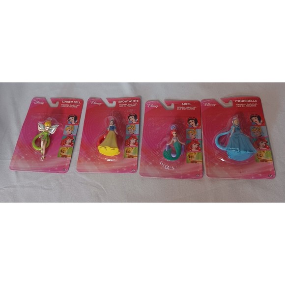Disney Princess 4 Figural Bag Clips Snow White Cinderella Ariel Tinkerbell - Picture 6 of 6